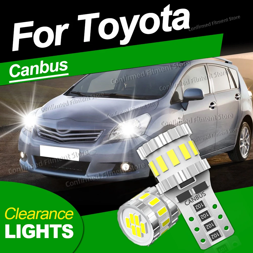 Автомобильные светодиодные лампы T10 Canbus без ошибок, светодиодные габаритные огни для Toyota Verso 2009-2018, Avensis T22 T25 97-2008, Avensis T27 09-2011
Автомобильные светодиодные лампы T10 Canbus без ошибок, светодиодные габаритные огни для Toyota Verso 2009-2018, Avensis T22 T25 97-2008, Avensis T27 09-2011