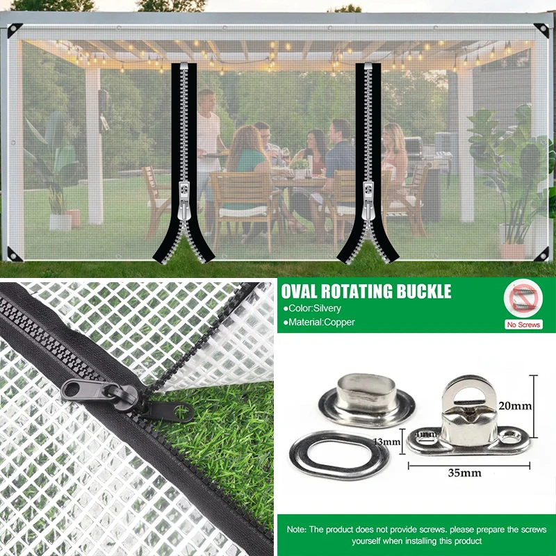 Outdoor Zipper Tarpaulin with Twist Locks Patio Pergola Transparent Tarp Curtain Windproof Screen With Zipper Door
Outdoor Zipper Tarpaulin with Twist Locks Patio Pergola Transparent Tarp Curtain Windproof Screen With Zipper Door