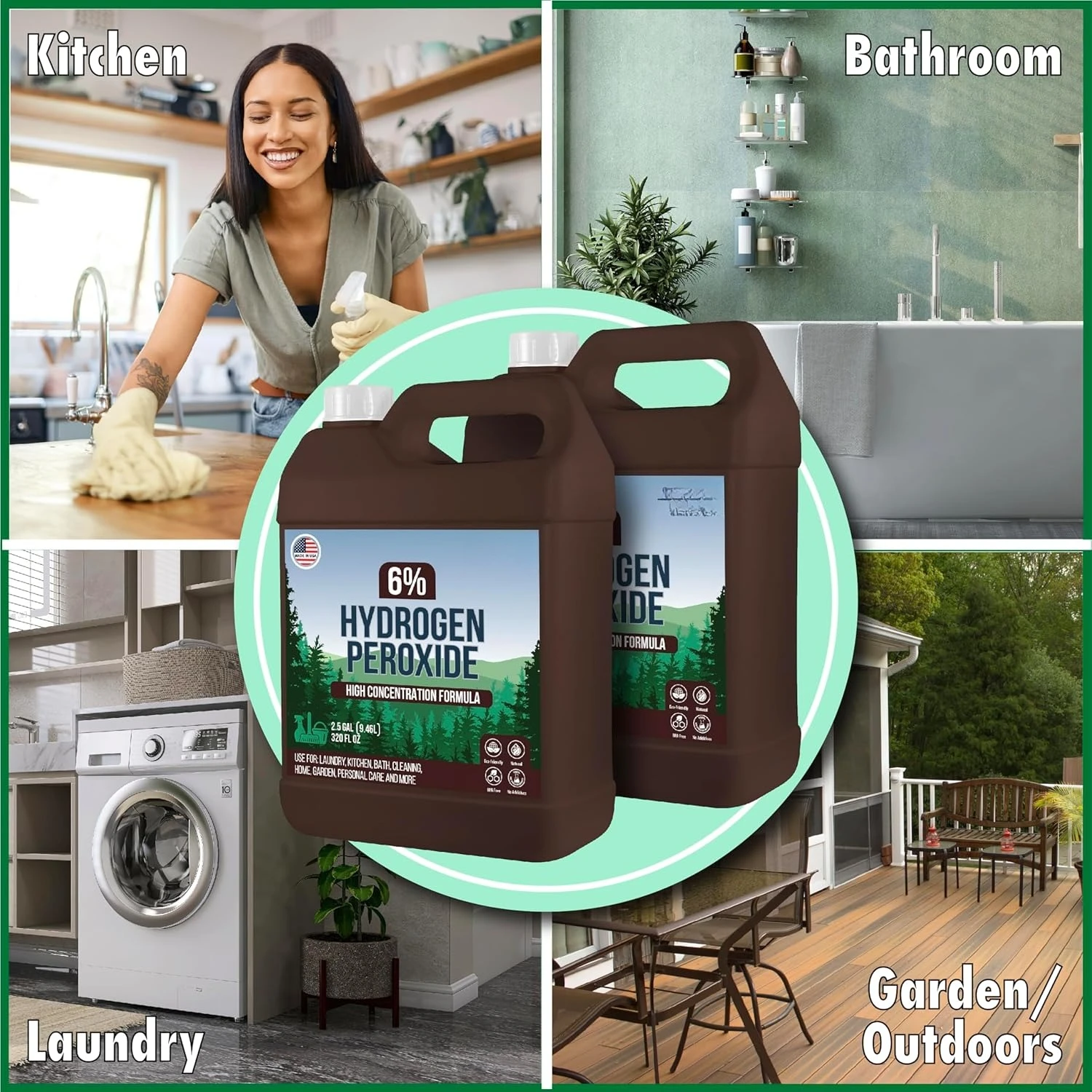6% Hydrogen Peroxide Concentrate | Only H2O2 & Purified Water | No Additives | Multipurpose Home Industrial Cleaner | 5 Gallons
6% Hydrogen Peroxide Concentrate | Only H2O2 & Purified Water | No Additives | Multipurpose Home Industrial Cleaner | 5 Gallons
