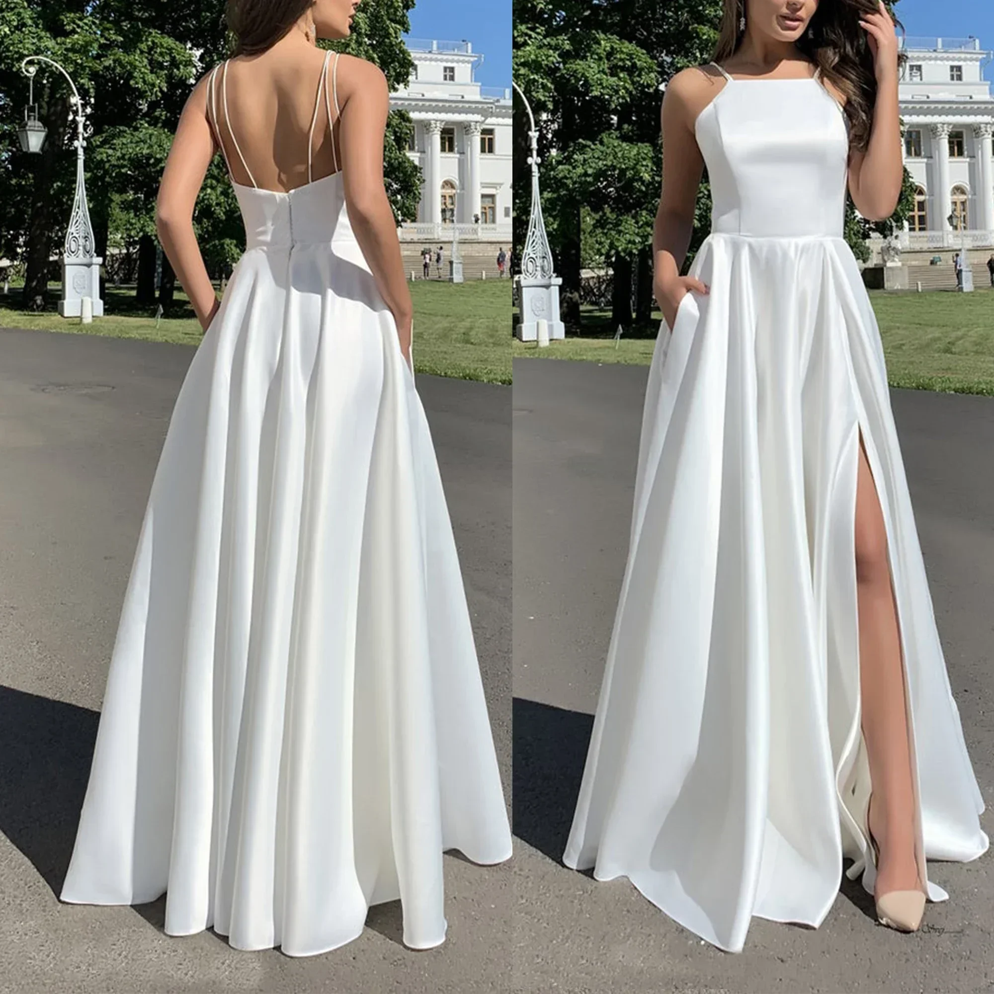 Ladies Plus Size White Wedding Party Dress Sleeveless Slim Shoulder Strap Hollowed Out Elegant Party Dinner 4XL Dress
Ladies Plus Size White Wedding Party Dress Sleeveless Slim Shoulder Strap Hollowed Out Elegant Party Dinner 4XL Dress