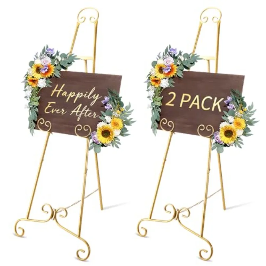 2 Pack 46" H Metal Round Tube Scroll Display Easel Vintage Gold Decorative Adjustable Floor Standing Easels with Chain Support
2 Pack 46" H Metal Round Tube Scroll Display Easel Vintage Gold Decorative Adjustable Floor Standing Easels with Chain Support