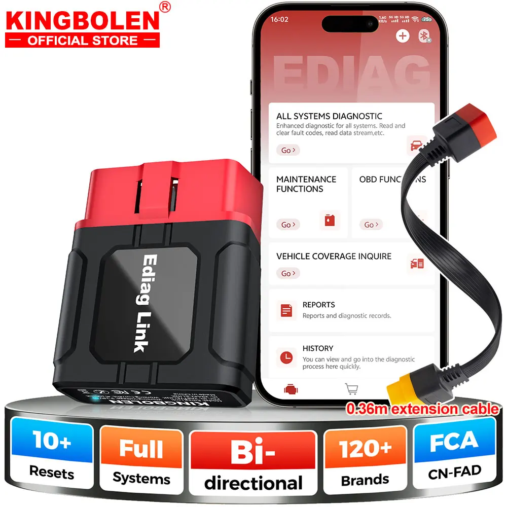 2026 KINGBOLEN Ediag Link All System Bi-directional Test CANFD Car diagnostic Tools 10 Resets 1 Year Free Auto OBD Scanner
2026 KINGBOLEN Ediag Link All System Bi-directional Test CANFD Car diagnostic Tools 10 Resets 1 Year Free Auto OBD Scanner