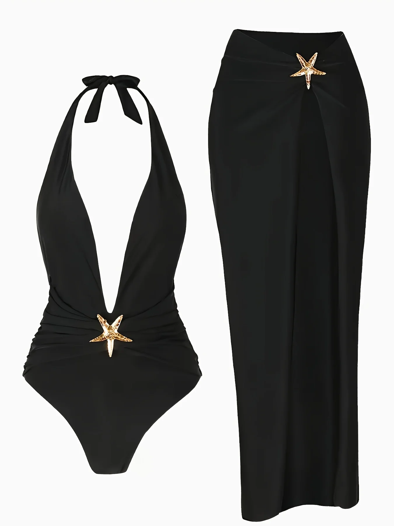 Solid Color Starfish Decoration Suspender Strap Piece Swimsuit Two Piece Sexy Swimsuit Holiday Pool Party Ladies Elegant Bikini
Solid Color Starfish Decoration Suspender Strap Piece Swimsuit Two Piece Sexy Swimsuit Holiday Pool Party Ladies Elegant Bikini
