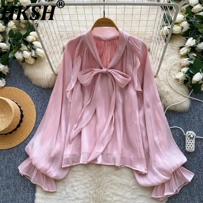 HKSH Women Shirt French Style Trendy Sweet Bow Lace-Up Solid Color Loose Casual Elegant Long Sleeve Blouse Spring Autumn HK25115
HKSH Women Shirt French Style Trendy Sweet Bow Lace-Up Solid Color Loose Casual Elegant Long Sleeve Blouse Spring Autumn HK25115