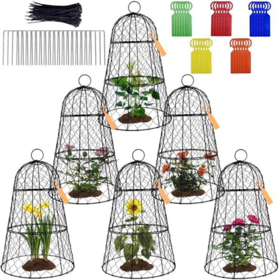 6 Pack 11.4" D x 17.7" H Garden Cloches for Plants, Rustproof Chicken Wire Cloches Flip-Top Design, Upgraded Triple Combination
6 Pack 11.4" D x 17.7" H Garden Cloches for Plants, Rustproof Chicken Wire Cloches Flip-Top Design, Upgraded Triple Combination