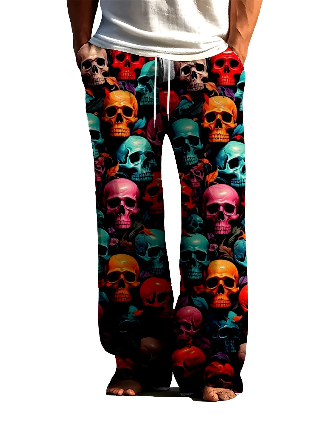 Spring Autumn men's loose wide leg pants with skull pattern 3Ddigital printing, fast drying non fading retro street casual pants
Spring Autumn men's loose wide leg pants with skull pattern 3Ddigital printing, fast drying non fading retro street casual pants