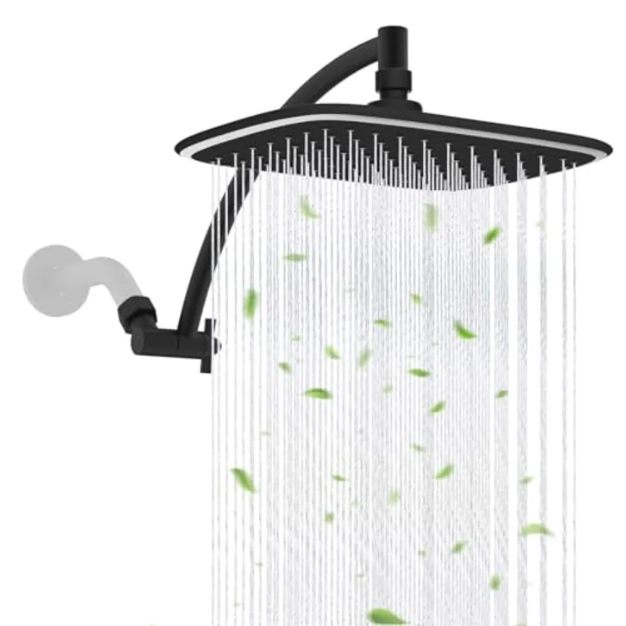 Black Rain Shower Head with 12" Shower Head Extension Arm 10" High Pressure Boosting Rainfall/Fixed Showerhead Metal Shower Arm
Black Rain Shower Head with 12" Shower Head Extension Arm 10" High Pressure Boosting Rainfall/Fixed Showerhead Metal Shower Arm