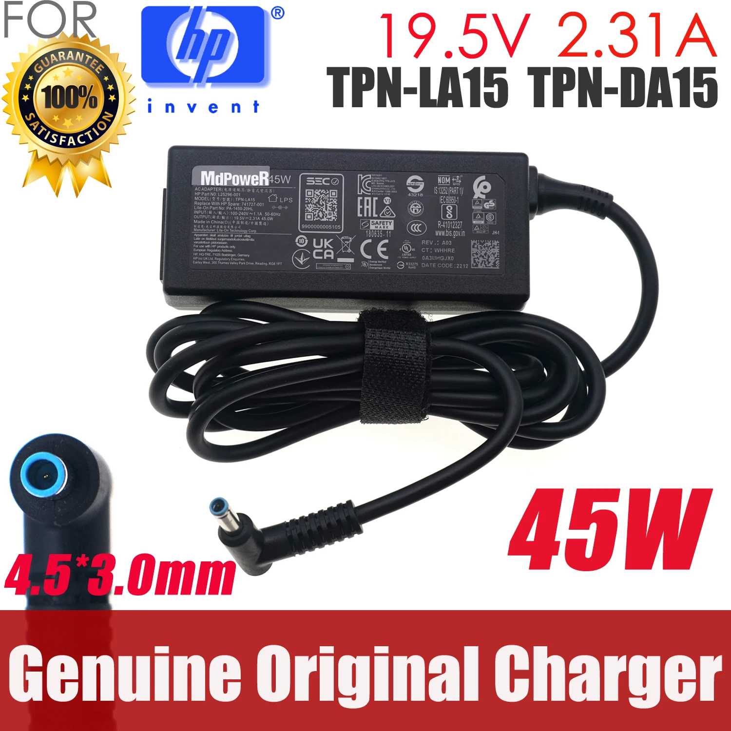 Genuine HSTNN-CA40 TPN-LA15 TPN-CA14 L25296-001 For HP ENVY 19.5V 2.31A 45W x360 AC adapter power Charger 740015-003 TPN-DA16
Genuine HSTNN-CA40 TPN-LA15 TPN-CA14 L25296-001 For HP ENVY 19.5V 2.31A 45W x360 AC adapter power Charger 740015-003 TPN-DA16