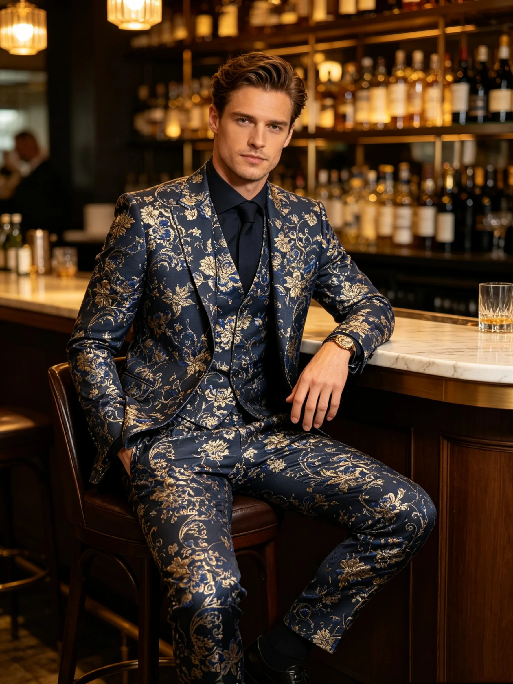 Navy Blue Jacquard Men Suit Set 2 Piece Blazer+Pants Prom Wedding Tuxedos Coat Customized Formal Office Fashion Groom Jacket
Navy Blue Jacquard Men Suit Set 2 Piece Blazer+Pants Prom Wedding Tuxedos Coat Customized Formal Office Fashion Groom Jacket