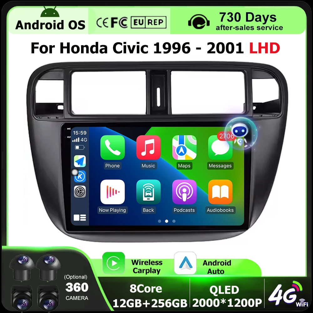 Wireless CarPlay For Honda Civic 1996-2001 LHD Android Auto Car Radio Stereo Multimedia Vedio Player GPS Navigation 360 Camera
Wireless CarPlay For Honda Civic 1996-2001 LHD Android Auto Car Radio Stereo Multimedia Vedio Player GPS Navigation 360 Camera