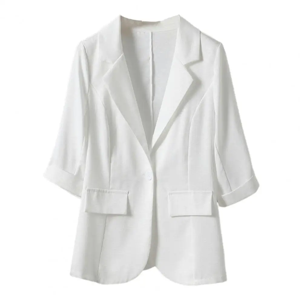 Women Summer Suit Coat Lapel 3/4 Sleeve Slim Fit Casual Jacket Single Button Flap Pockets Sunscreen Coat
Women Summer Suit Coat Lapel 3/4 Sleeve Slim Fit Casual Jacket Single Button Flap Pockets Sunscreen Coat
