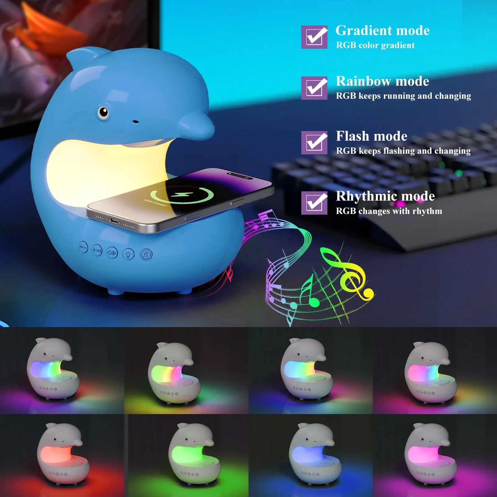 Cute Dolphin Night Light Mobile Wireless Charging Night Light Bedroom Bedhead Desk Lamp Wireless Atmosphere Lighting
Cute Dolphin Night Light Mobile Wireless Charging Night Light Bedroom Bedhead Desk Lamp Wireless Atmosphere Lighting