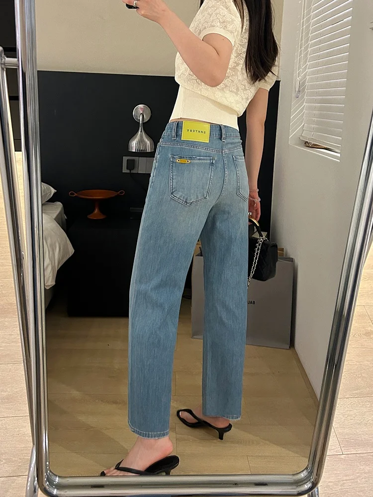 Синие джинсы с высокой талией и прямыми штанинами для женщин, летняя акция, облегающие, из хлопкового стрейч-денима, модель Breadsti
Синие джинсы с высокой талией и прямыми штанинами для женщин, летняя акция, облегающие, из хлопкового стрейч-денима, модель Breadsti