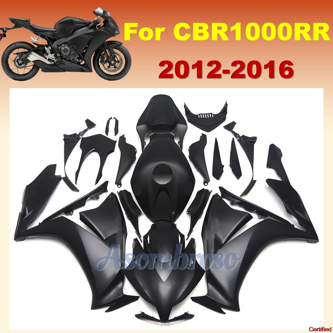 ABS Plastic Injection Bodywork for CBR1000RR 2012 2013 2014 2015 2016 CBR 1000RR 12 13 15 16 Motorcycle Fairing Kit Matte BlacK
ABS Plastic Injection Bodywork for CBR1000RR 2012 2013 2014 2015 2016 CBR 1000RR 12 13 15 16 Motorcycle Fairing Kit Matte BlacK