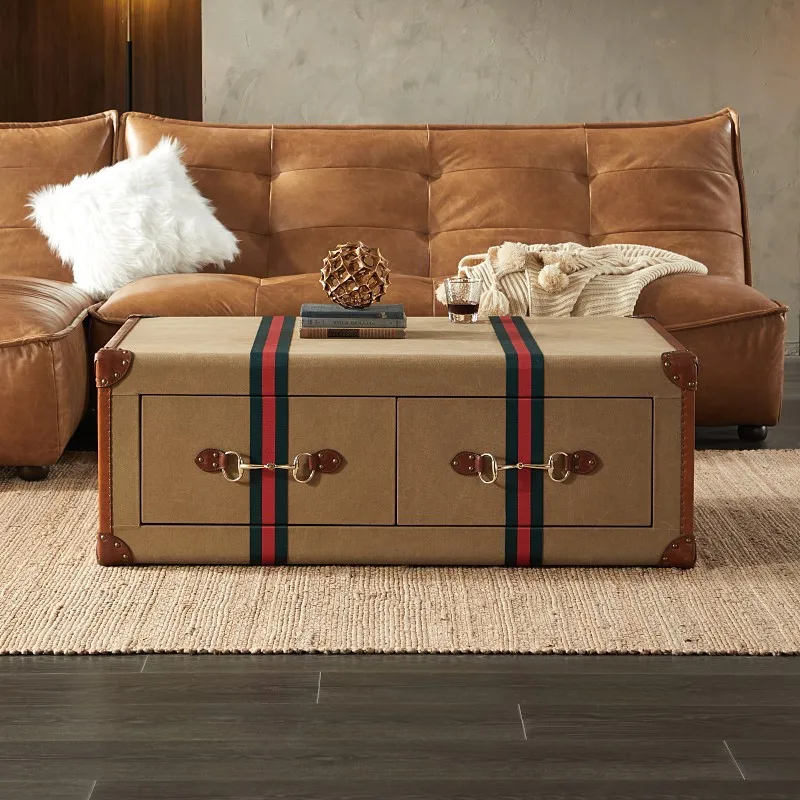 American solid wood brown retro suitcase coffee table large storage premium desk living room furniture
American solid wood brown retro suitcase coffee table large storage premium desk living room furniture