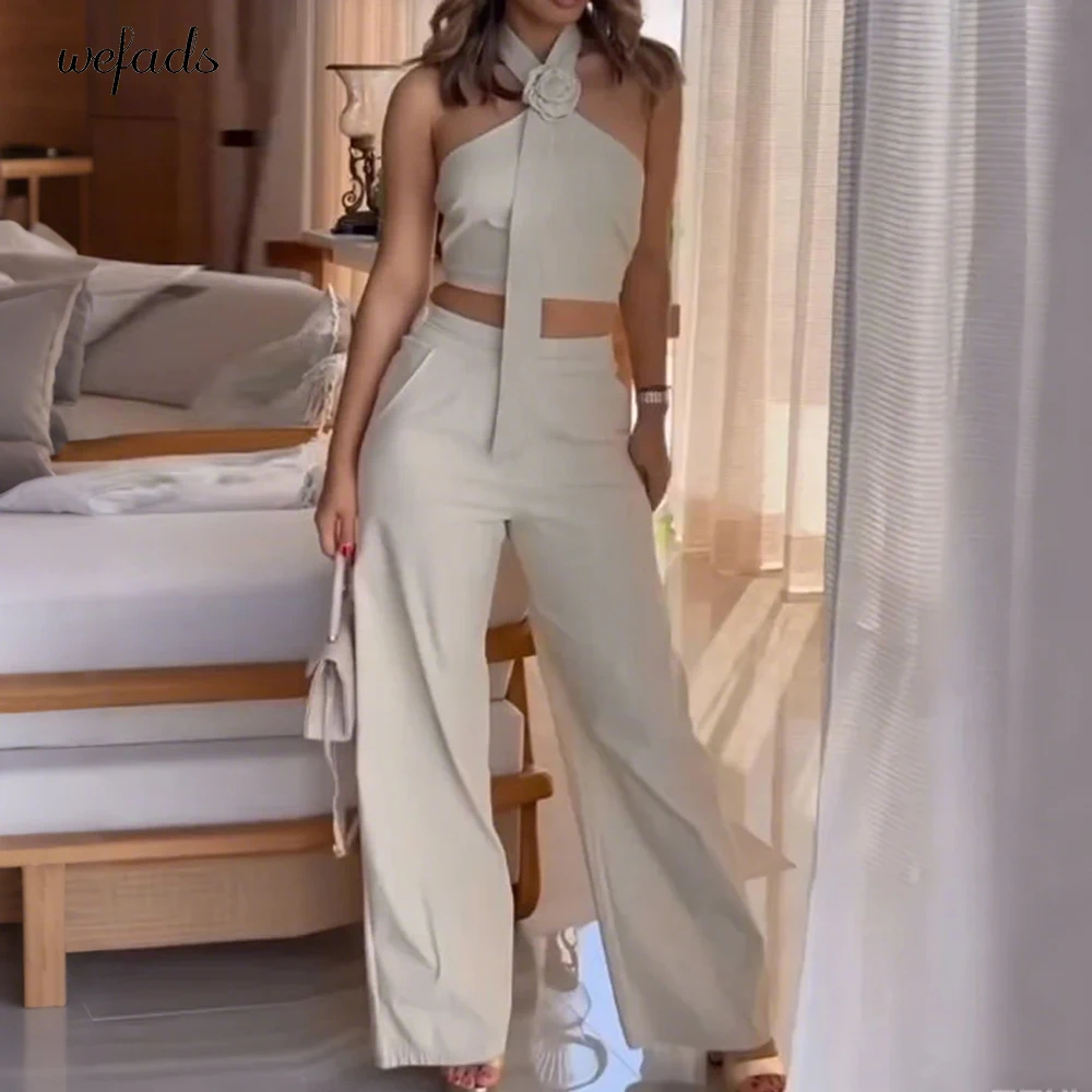 Wefads Women Fashion Solid Vest Pant Suit Halter Cropped Vests Top High Waist Patchwork Trouser Office Lady Sets
Wefads Women Fashion Solid Vest Pant Suit Halter Cropped Vests Top High Waist Patchwork Trouser Office Lady Sets