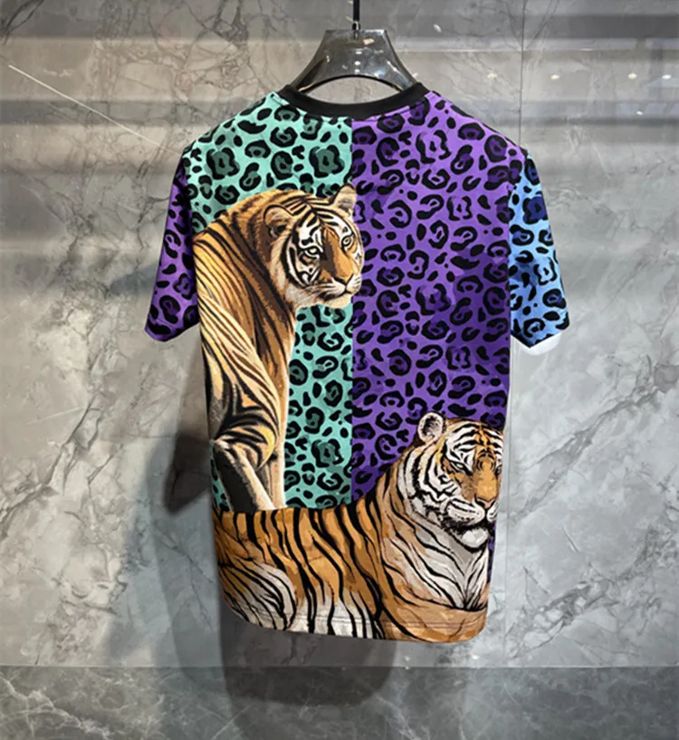 European and American men's clothing summer new Short sleeve Round neck Leopard print and tiger print Cotton T-shirt XXXL
European and American men's clothing summer new Short sleeve Round neck Leopard print and tiger print Cotton T-shirt XXXL