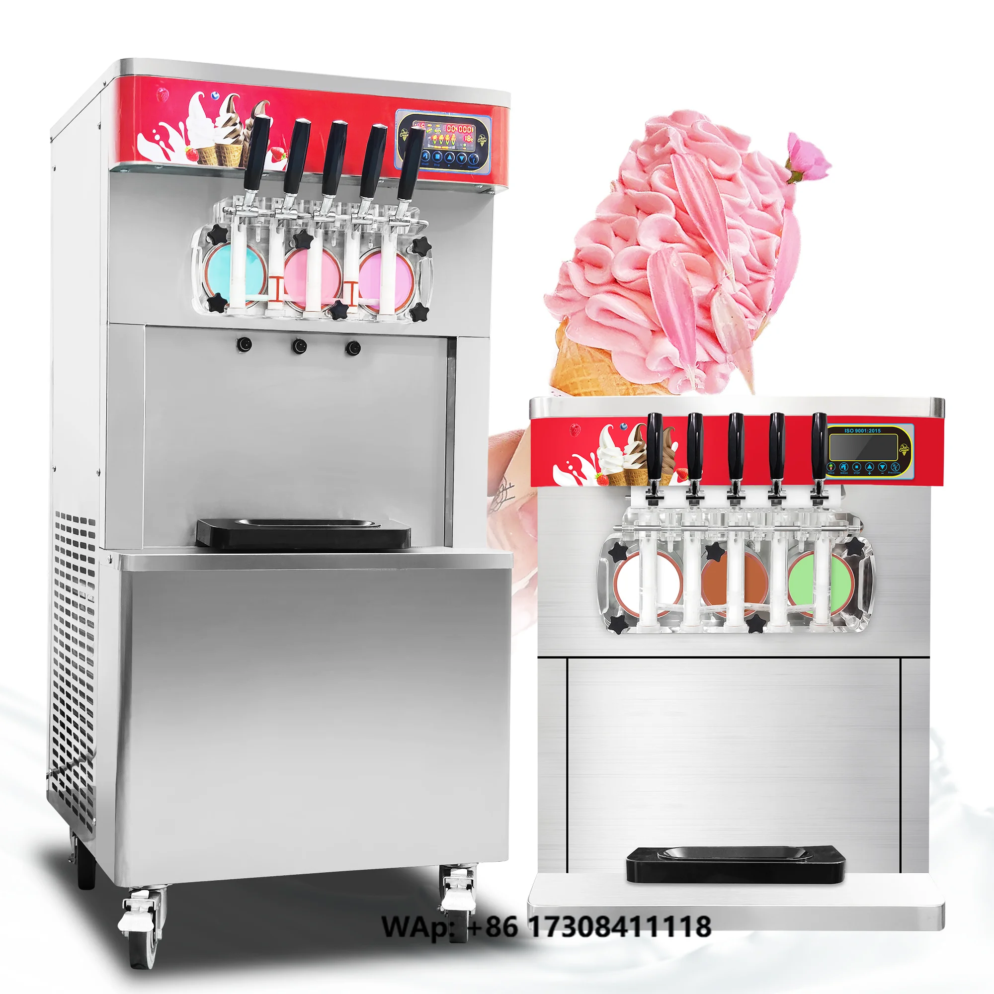Commercial Automatic Soft Ice Cream Maker 5 Flavors 3 + 2 Mix 220 Volt Compressor for Bakeries and Food Stores
Commercial Automatic Soft Ice Cream Maker 5 Flavors 3 + 2 Mix 220 Volt Compressor for Bakeries and Food Stores