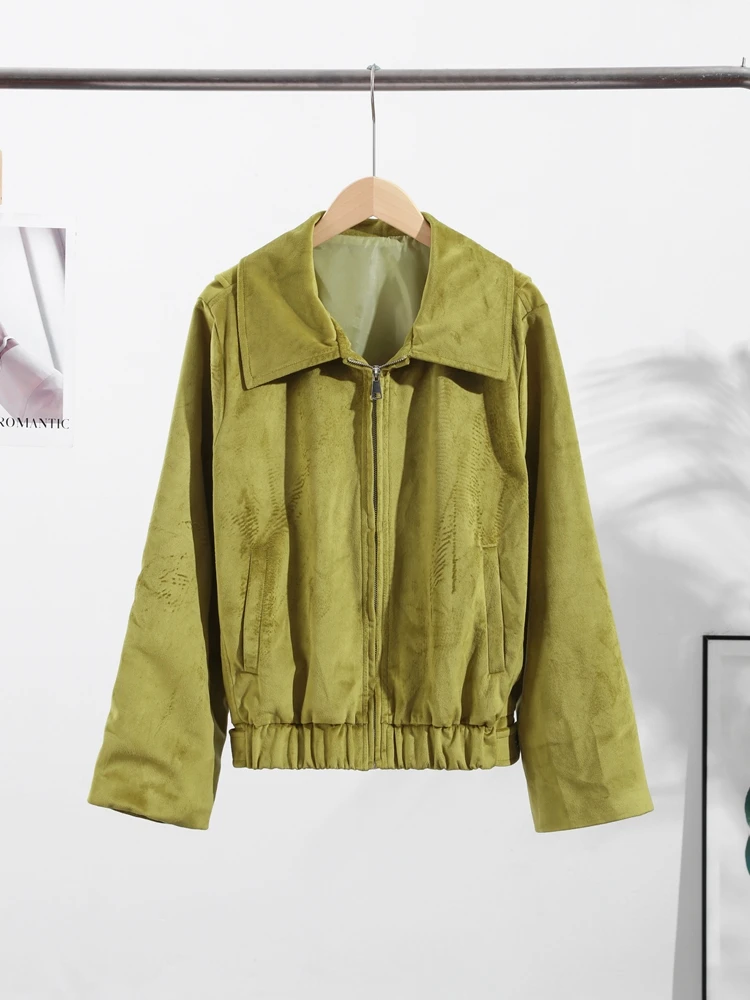 Замшевые кожаные куртки для женщин, верхняя одежда, винтажное пальто на молнии с воротником с лацканами, осенние топы, повседневная одежда, женская демисезонная куртка
Замшевые кожаные куртки для женщин, верхняя одежда, винтажное пальто на молнии с воротником с лацканами, осенние топы, повседневная одежда, женская демисезонная куртка