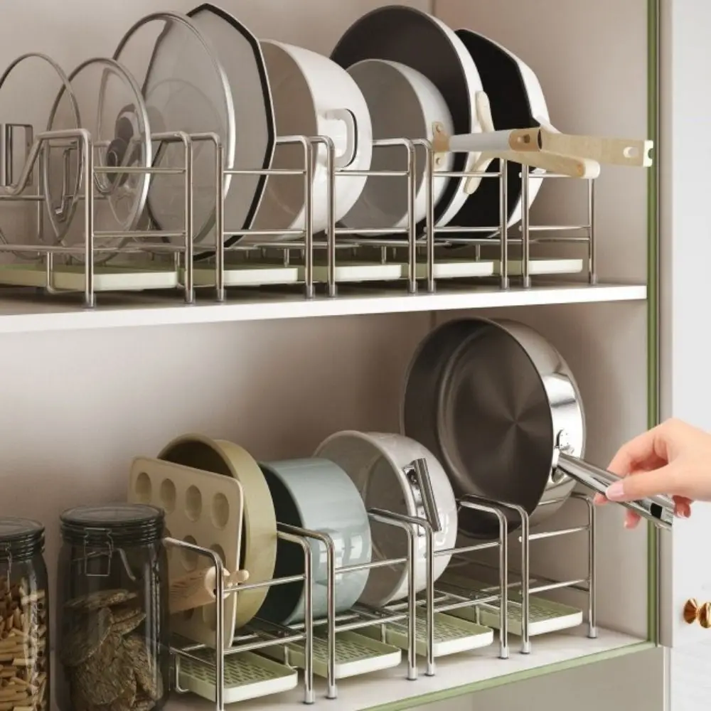 Stainless Steel Cookware Storage Rack Rustproof with Drainage Tray Cutting Board Holder Space Saving Pot Pan Lid Holder Cabinet
Stainless Steel Cookware Storage Rack Rustproof with Drainage Tray Cutting Board Holder Space Saving Pot Pan Lid Holder Cabinet