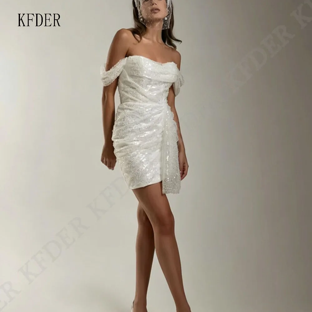 Elegant Sleeveless Shiny Sequins Sheath Mini Wedding Party Dresses Strapless Custom Made Cocktail Bride Dress Prom Gowns
Elegant Sleeveless Shiny Sequins Sheath Mini Wedding Party Dresses Strapless Custom Made Cocktail Bride Dress Prom Gowns