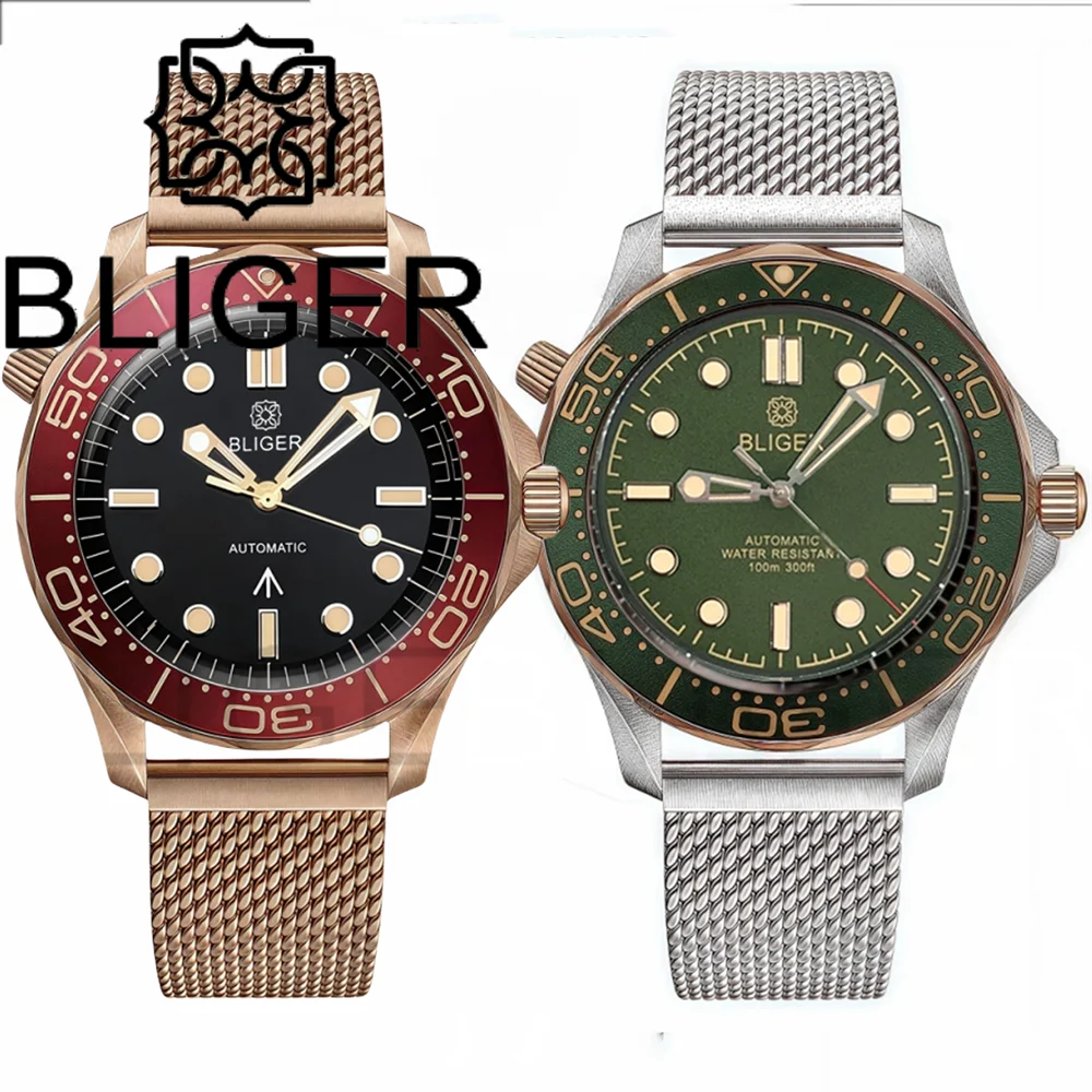 BLIGER 41 мм винтажные бронзовые розовые золотые мужские механические 007 наручные часы для дайвинга с сапфировым стеклом 10BA водонепроницаемый бордовый красный безель
BLIGER 41 мм винтажные бронзовые розовые золотые мужские механические 007 наручные часы для дайвинга с сапфировым стеклом 10BA водонепроницаемый бордовый красный безель