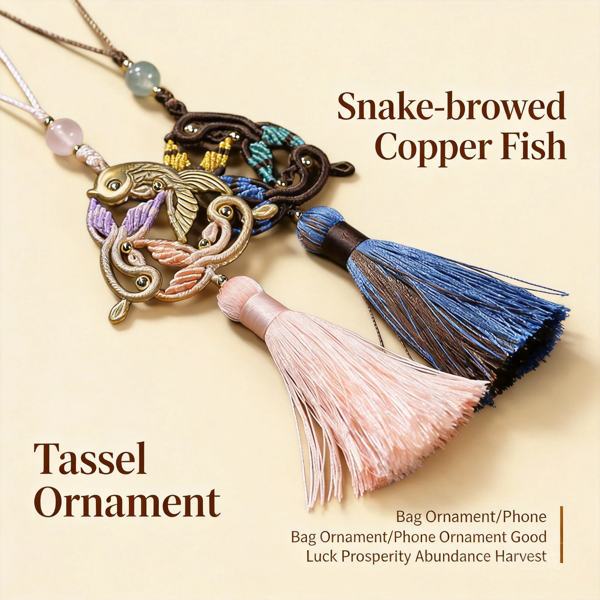 Chinese Style Lucky Cute Handwoven Fish Pattern Tassel Pendant Auspicious Bag Hanger Phone Strap Backpack Decor Charm Accessory
Chinese Style Lucky Cute Handwoven Fish Pattern Tassel Pendant Auspicious Bag Hanger Phone Strap Backpack Decor Charm Accessory