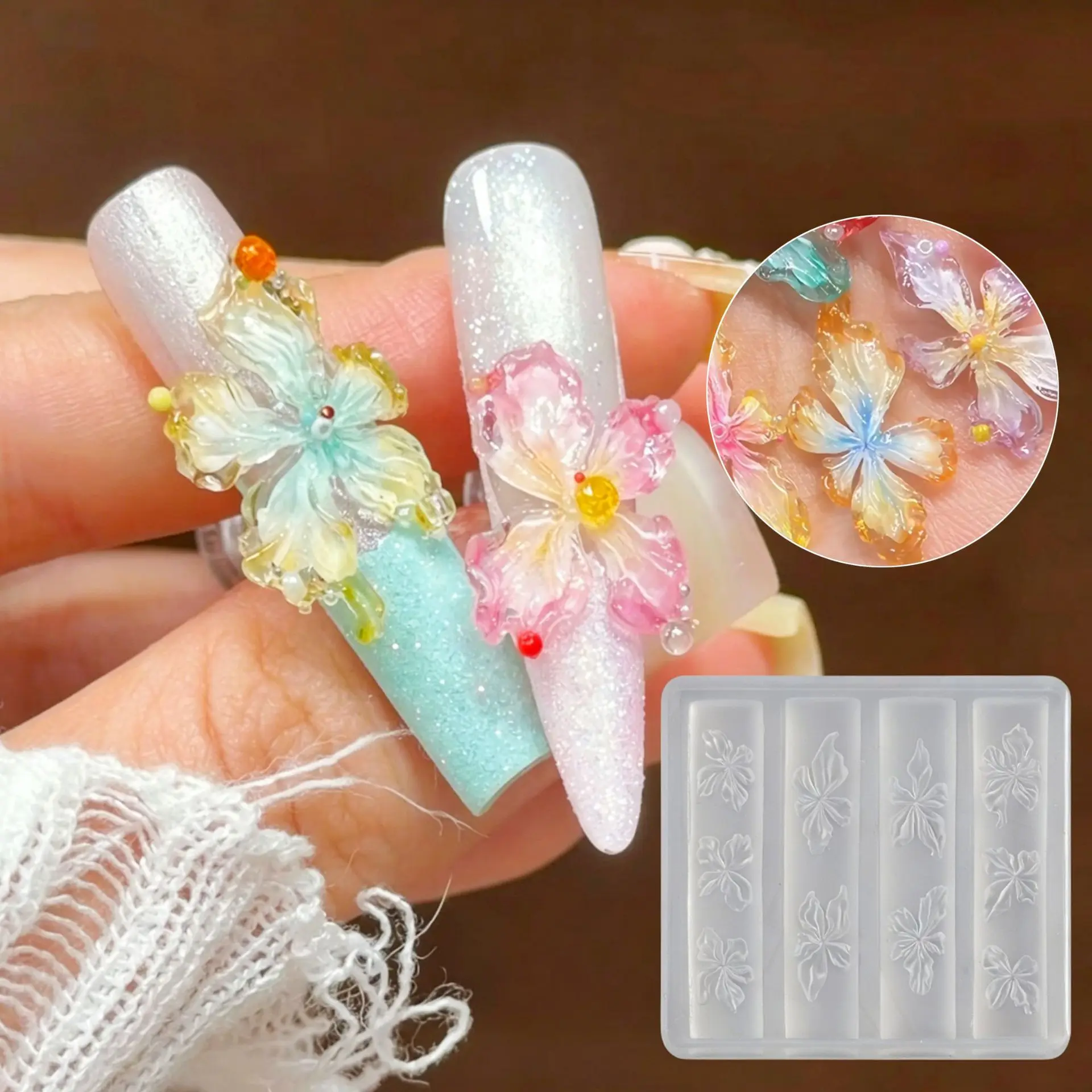 Crystal Ice Flower Nail Silicone Mold Cute Lily Floral Clear Modeling Carving Template Resin Epoxy 3D Gel Nail Flower Mold
Crystal Ice Flower Nail Silicone Mold Cute Lily Floral Clear Modeling Carving Template Resin Epoxy 3D Gel Nail Flower Mold