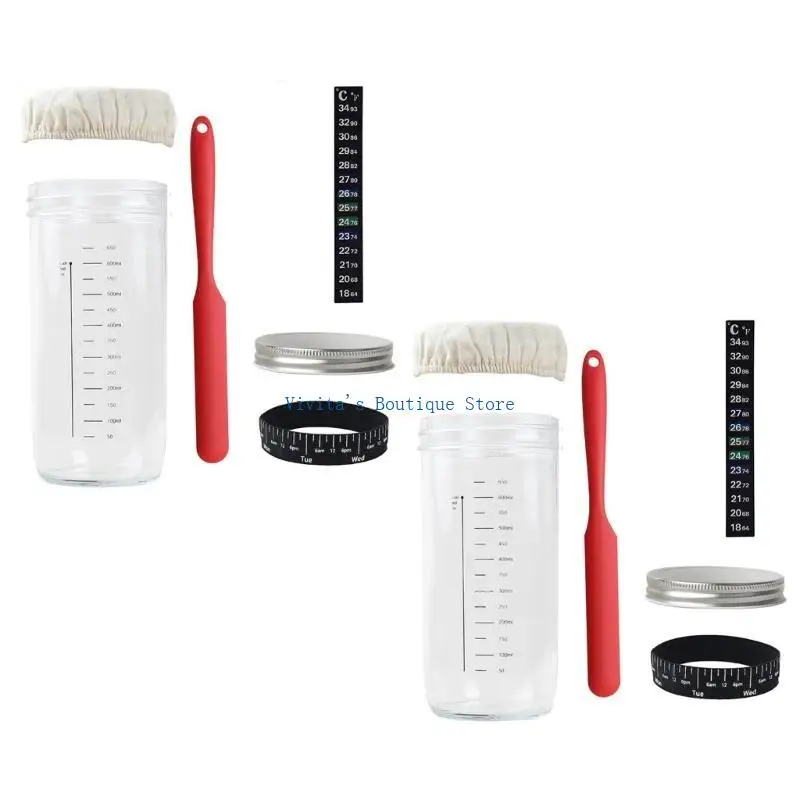 Glass Jar Set with Thermometer Wide Opening Jar Starter Dough Container Bread Baking Supplies for Sourdough Bread Making M76D
Glass Jar Set with Thermometer Wide Opening Jar Starter Dough Container Bread Baking Supplies for Sourdough Bread Making M76D