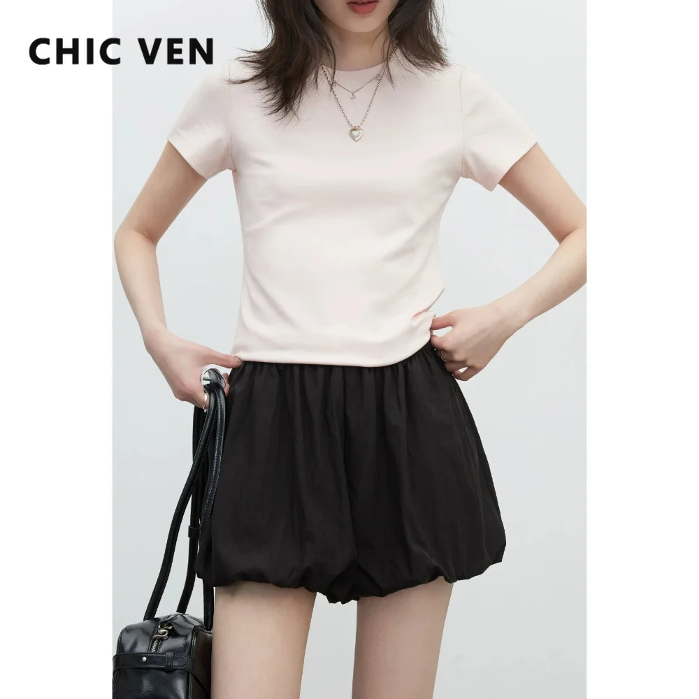 CHIC VEN Korean New Women Shorts Black Loose Casual Elastic Waisted Flower Bud Girl Fluffy Culottes Spring Summer 2026
CHIC VEN Korean New Women Shorts Black Loose Casual Elastic Waisted Flower Bud Girl Fluffy Culottes Spring Summer 2026