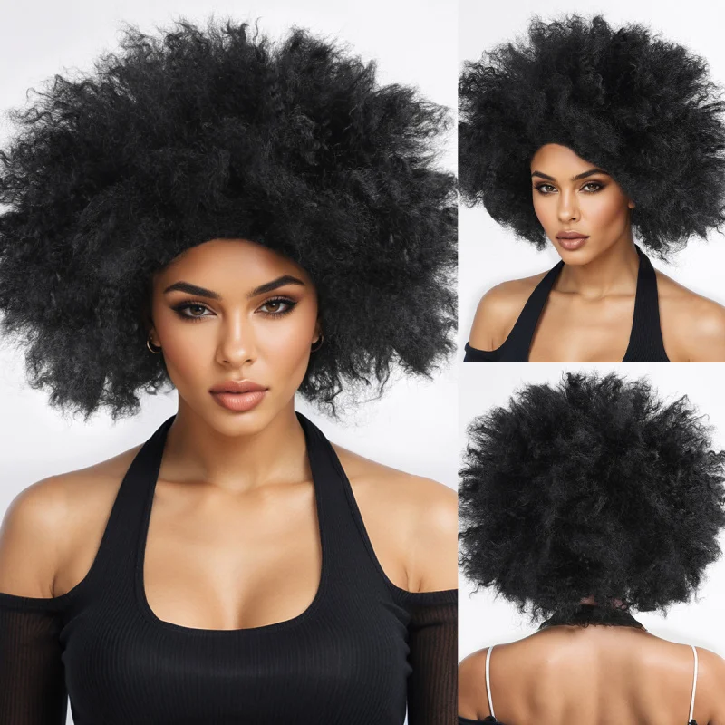 African black wig women, afro , fluffy small curly headpiece for disco masquerade
African black wig women, afro , fluffy small curly headpiece for disco masquerade