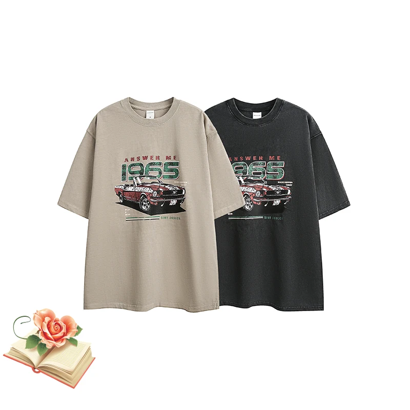 Washed Black Khaki European America Car Print T Shirt Vintage Loose Short Sleeve Men Women Summer Daily Clothing Tops Tee
Washed Black Khaki European America Car Print T Shirt Vintage Loose Short Sleeve Men Women Summer Daily Clothing Tops Tee
