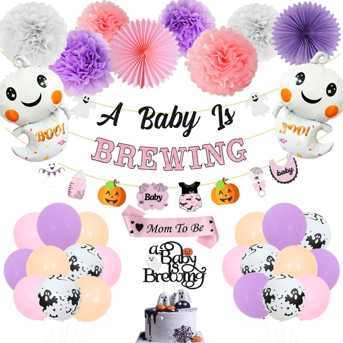 Funmemoir Halloween Baby Shower Party Decorations for Girl Pink Purple Balloons A Baby Is Brewing Banner Mom To Be Sash Supplies
Funmemoir Halloween Baby Shower Party Decorations for Girl Pink Purple Balloons A Baby Is Brewing Banner Mom To Be Sash Supplies