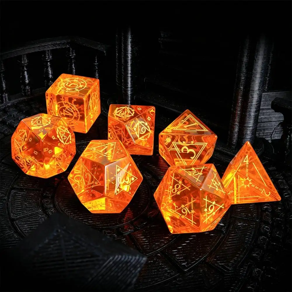 Orange Glass Dice Gemstone Stone Dice set for Dungeons & Dragons Tabletop Game Dice 7 Pieces Multi-Sided DND RPG cube
Orange Glass Dice Gemstone Stone Dice set for Dungeons & Dragons Tabletop Game Dice 7 Pieces Multi-Sided DND RPG cube