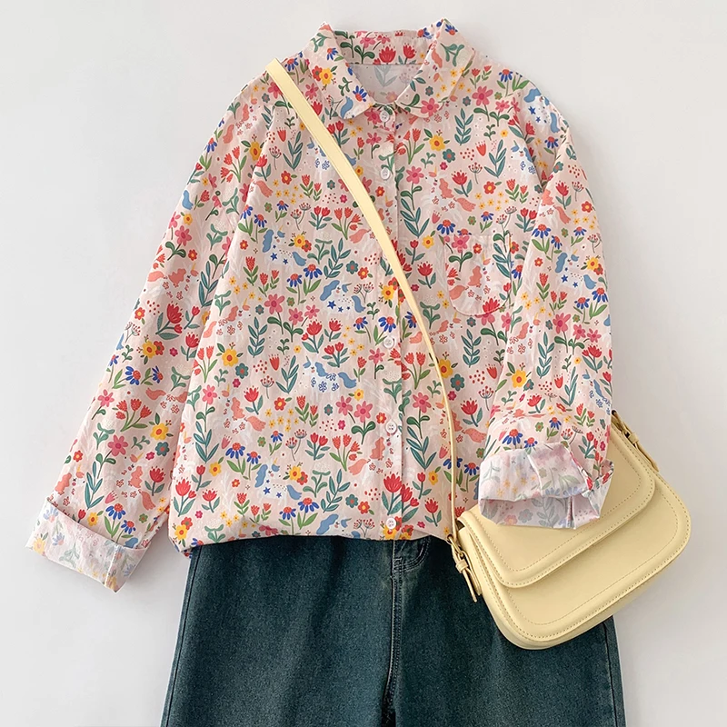 Women Spring New Cute Printed Lapel Pure Cotton Floral Long-sleeved Shirt Loose Tops Blouse Casual Streetwear Boho
Women Spring New Cute Printed Lapel Pure Cotton Floral Long-sleeved Shirt Loose Tops Blouse Casual Streetwear Boho