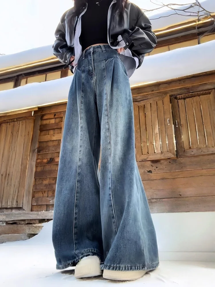 Retro Fleece Lined Thick Wide Leg Denim Jeans High Waist Slimming Warm Straight Cut Trousers for Women Winter Casual Jeans
Retro Fleece Lined Thick Wide Leg Denim Jeans High Waist Slimming Warm Straight Cut Trousers for Women Winter Casual Jeans