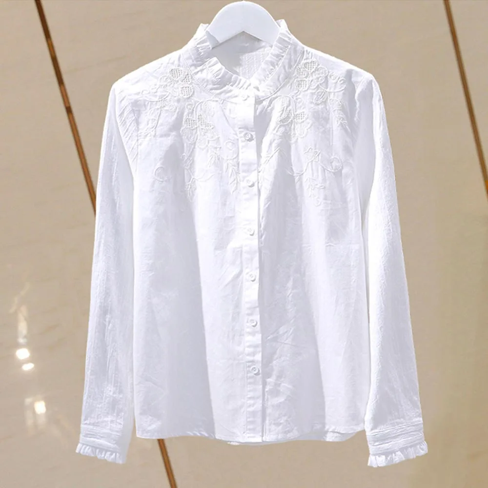 Chic Elegant Blouse Women Summer 2023 Casual White Shirt Long Sleeve Tops Cotton Floral Embroidered Oversized Ladies Clothes
Chic Elegant Blouse Women Summer 2023 Casual White Shirt Long Sleeve Tops Cotton Floral Embroidered Oversized Ladies Clothes