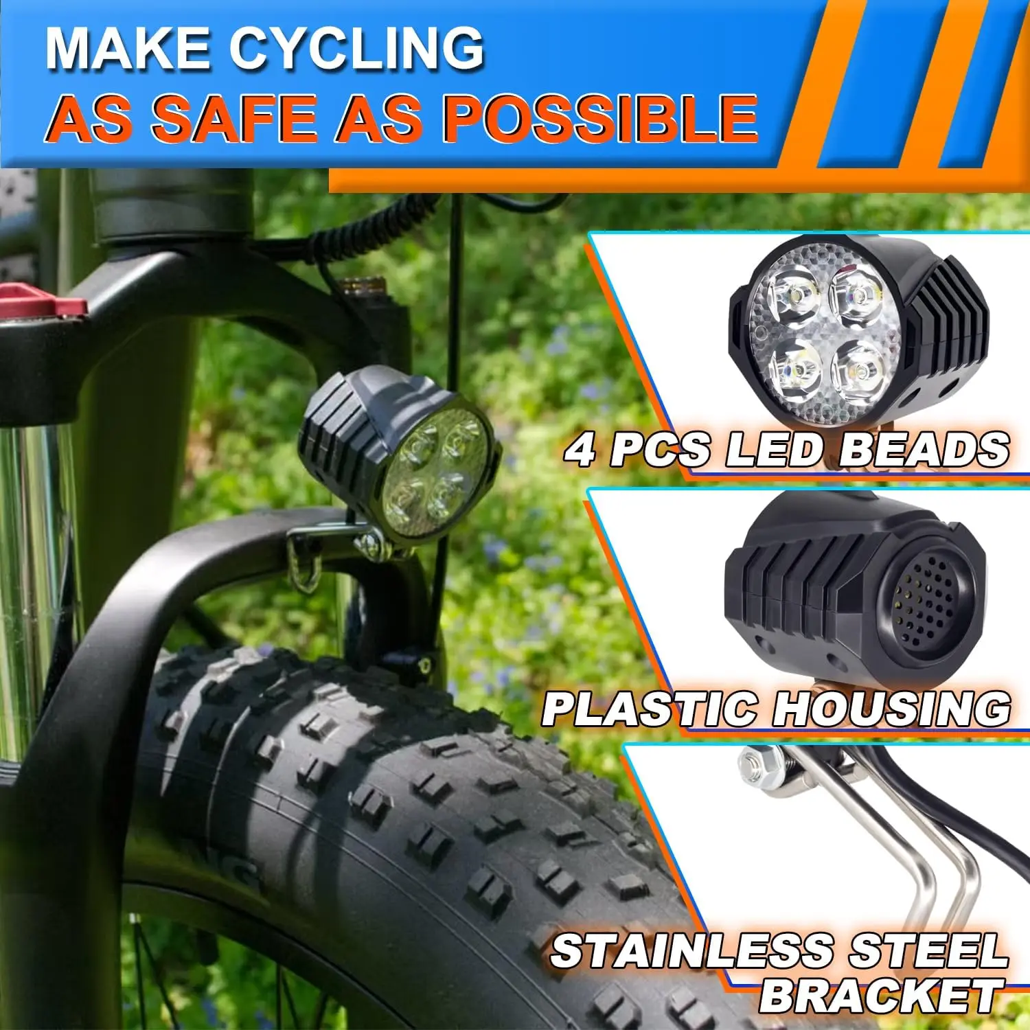 Nulkomma Ebike Headlight 48V 36V, 12V-60V Compatible, 2 Pin Waterproof Connector Electric Bike Front Light
Nulkomma Ebike Headlight 48V 36V, 12V-60V Compatible, 2 Pin Waterproof Connector Electric Bike Front Light