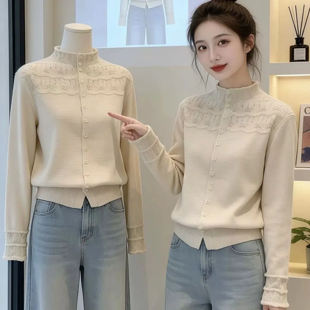 Simple High-End Commuter Style Gray Top Women's 2026 Thin Hollow Jacquard Bottoming Cardigan Semi-Turtleneck Knitted Wool Top
Simple High-End Commuter Style Gray Top Women's 2026 Thin Hollow Jacquard Bottoming Cardigan Semi-Turtleneck Knitted Wool Top