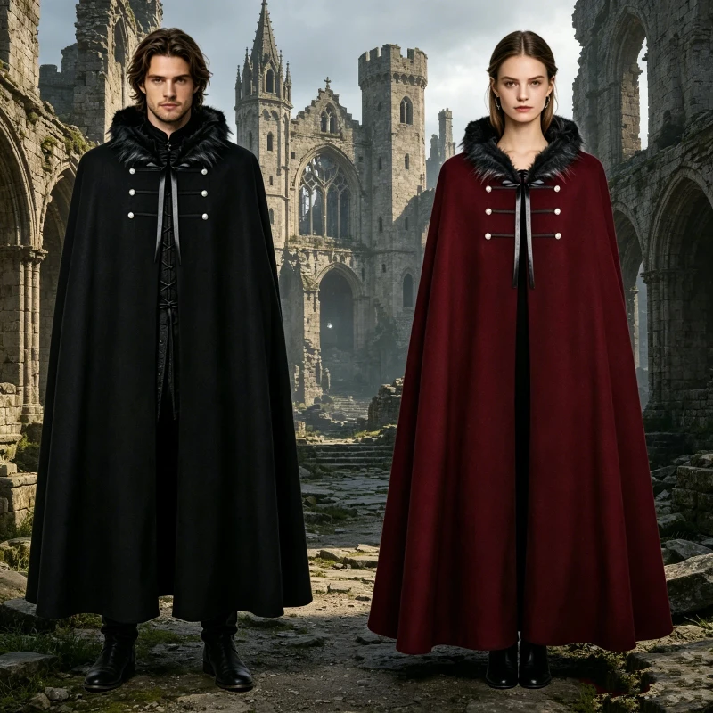 Adult Warrior Cosplay Cloak Medieval Court Retro Cape Vintage Gothic Style Hooded Fur Collar Long Cardigan King RolePlay Costume
Adult Warrior Cosplay Cloak Medieval Court Retro Cape Vintage Gothic Style Hooded Fur Collar Long Cardigan King RolePlay Costume