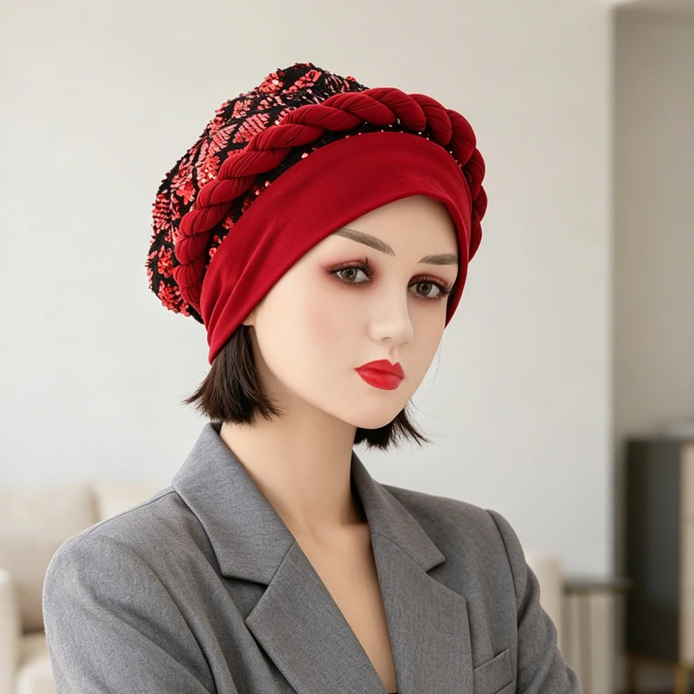 African Sequins Muslim Women Caps Braid Aso Oke Hijab Gele Headtie Already Made Turban Head Wrap Cover Ladies Hat Auto Chemo Cap
African Sequins Muslim Women Caps Braid Aso Oke Hijab Gele Headtie Already Made Turban Head Wrap Cover Ladies Hat Auto Chemo Cap