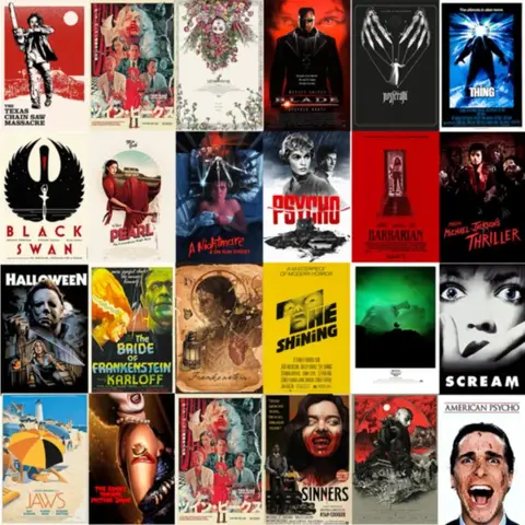 Print Poster Vintage Horror Movie Collection Poster Canvas Wall Art Retro Scary Film Paintnig Print Halloween Living Room Bedroom Wall Decor