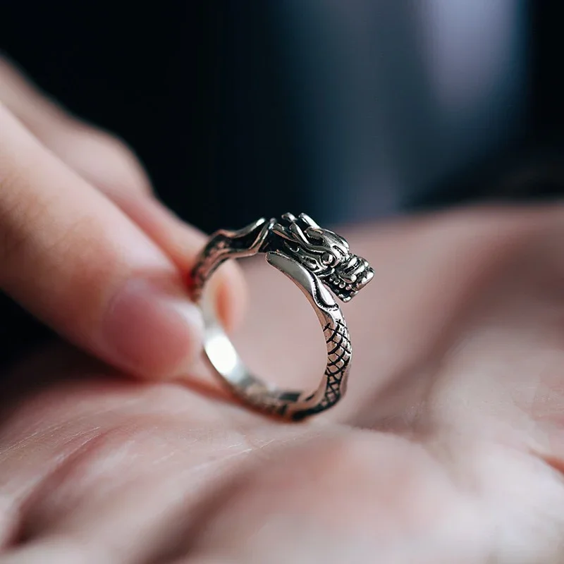 Thai Silver 925 Zodiac Dragon Mens Rings Personalized Retro New in Black Cool Style Ring Party Jewelry Adjustable Opening
Thai Silver 925 Zodiac Dragon Mens Rings Personalized Retro New in Black Cool Style Ring Party Jewelry Adjustable Opening