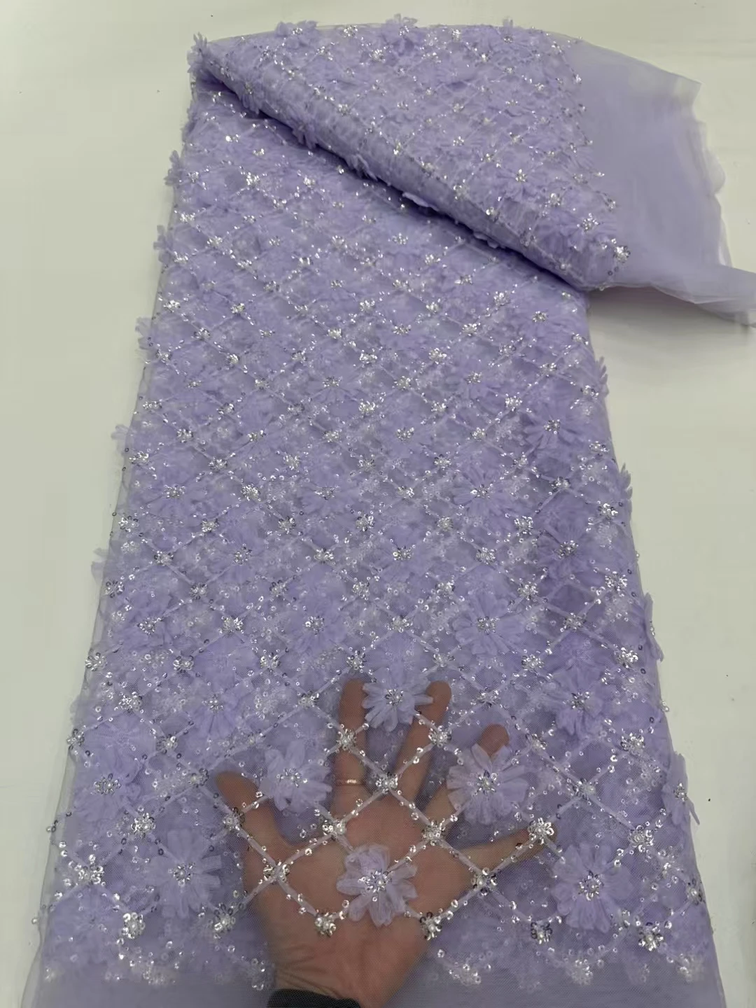 African 3D Sequins French Tulle Lace Fabric 2025 High Quality Embroidered Bridal Lace 5 Yards Luxury Beaded Lace Fabric
African 3D Sequins French Tulle Lace Fabric 2025 High Quality Embroidered Bridal Lace 5 Yards Luxury Beaded Lace Fabric