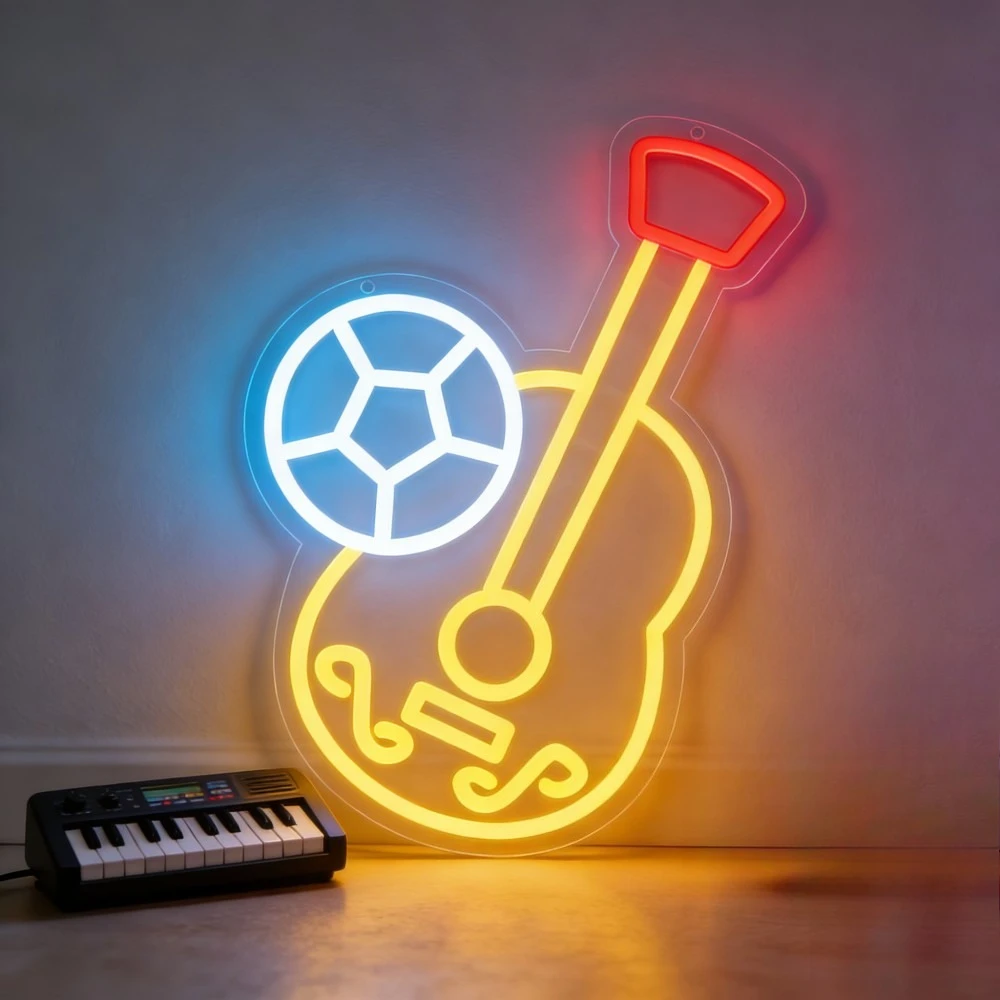 Неоновая LED-вывеска «Гитара и футбол» для фанатов музыки и спорта, для спальни, бара, игровой комнаты, настенный декор, уникальный подарок для страстных любителей декора
Неоновая LED-вывеска «Гитара и футбол» для фанатов музыки и спорта, для спальни, бара, игровой комнаты, настенный декор, уникальный подарок для страстных любителей декора