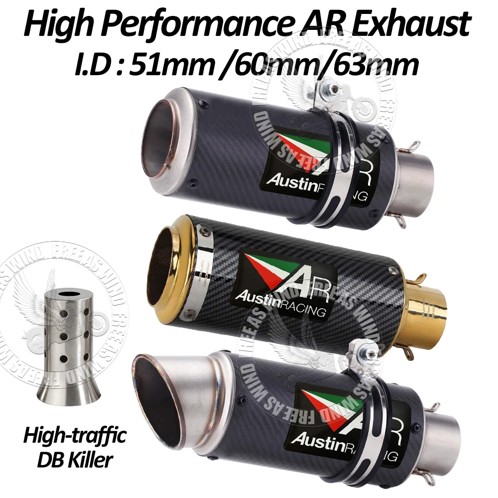 51mm 60mm 63mm Carbon Fiber AR Motorcycle Exhaust Muffler Escape for Honda Kawasaki Yamaha Suzuki Austinracing Exhaust Modified
51mm 60mm 63mm Carbon Fiber AR Motorcycle Exhaust Muffler Escape for Honda Kawasaki Yamaha Suzuki Austinracing Exhaust Modified