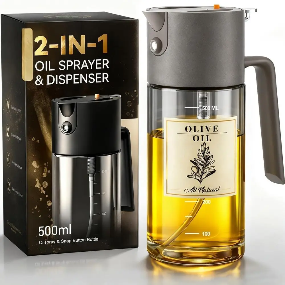 500ml Glass Oil Sprayer - 3-in-1 Kitchen Tool: Fine Mist, Stream & Pour | Leak-Proof Design for Air Fryer, BBQ & Cooking | BPA-F
500ml Glass Oil Sprayer - 3-in-1 Kitchen Tool: Fine Mist, Stream & Pour | Leak-Proof Design for Air Fryer, BBQ & Cooking | BPA-F
