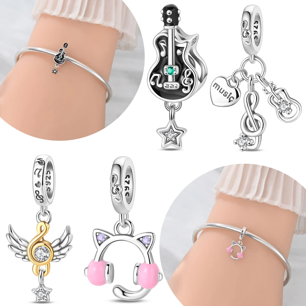 Original Black Guitar Note Spirit Pink Headphone Pendant 925 Sterling Silver Bead Fit Women Bracelet Diy Valentine Gift Jewelry
Original Black Guitar Note Spirit Pink Headphone Pendant 925 Sterling Silver Bead Fit Women Bracelet Diy Valentine Gift Jewelry