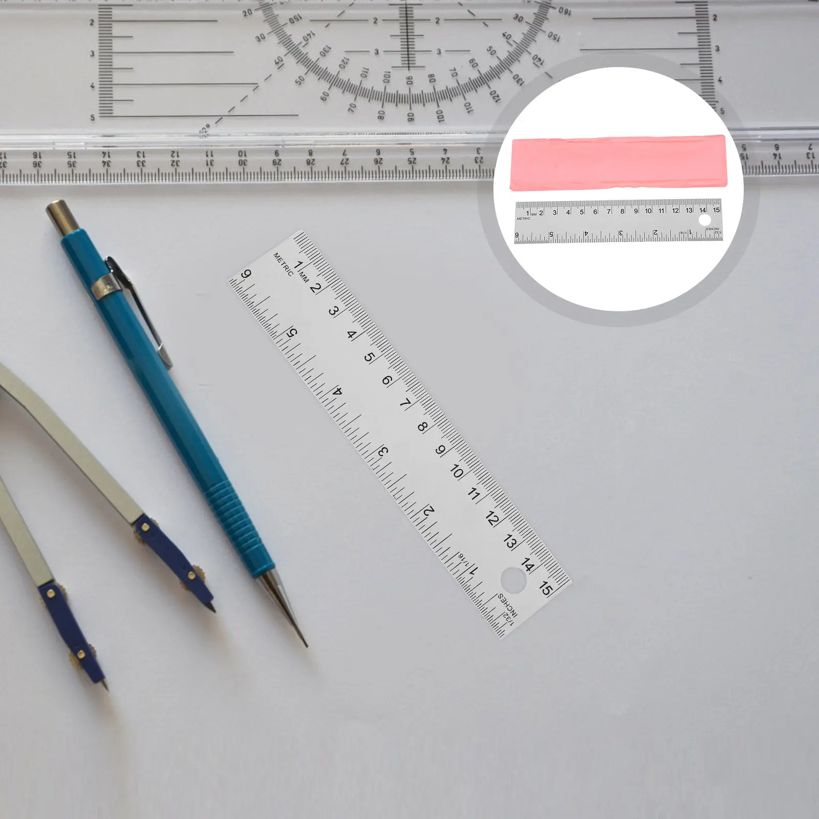 Cork Back Stainless Steel Ruler Metal Office School 15Cm 6 Inch Non Slip Drawing Measuring Tool Clear Inch Centimeter Scale
Cork Back Stainless Steel Ruler Metal Office School 15Cm 6 Inch Non Slip Drawing Measuring Tool Clear Inch Centimeter Scale