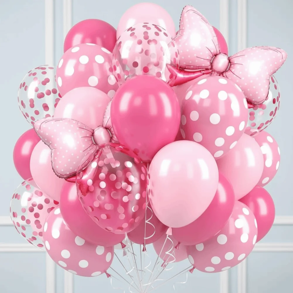 31Pcs 12inch Pink Bow Balloons Set Dots Bow with Ribbon Birthday Party Balloons Hot Pink Rose Foil Balloon
31Pcs 12inch Pink Bow Balloons Set Dots Bow with Ribbon Birthday Party Balloons Hot Pink Rose Foil Balloon